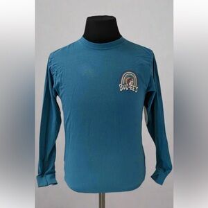 Buc-ee's Long Sleeve Tee Women’s Sz Large Teal Love Flowers Rainbow Travel